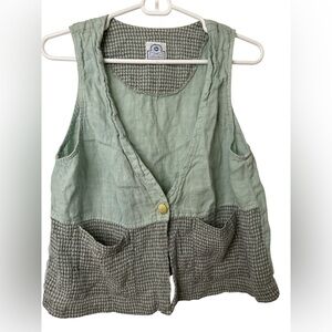 Vintage Mill Valley Cotton Green and Gray Button-Up Vest
